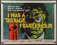 2z0821 I WAS A TEENAGE FRANKENSTEIN 1/2sh 1957 wonderful c/u art of monster + holding sexy girl!