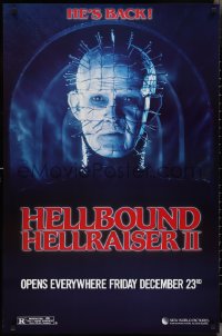 2z0984 HELLBOUND: HELLRAISER II teaser 1sh 1988 Clive Barker, close-up of Pinhead, he's back!