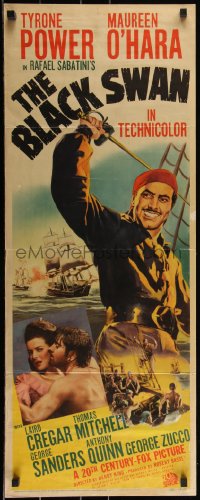 2z0764 BLACK SWAN insert 1942 great art of pirate Tyrone Power & image with Maureen O'Hara!