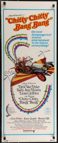 2z0767 CHITTY CHITTY BANG BANG insert 1969 Dick Van Dyke, art of wild flying car & music notes!