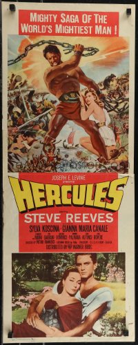 2z0781 HERCULES insert 1959 great artwork & photo of the world's mightiest man Steve Reeves!
