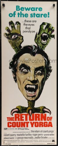 2z0792 RETURN OF COUNT YORGA insert 1971 Robert Quarry, AIP vampires, wild monster art!