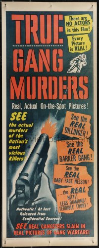 2z0800 TRUE GANG MURDERS insert 1960 no actors, see real killers slain in an orgy of gang warfare!