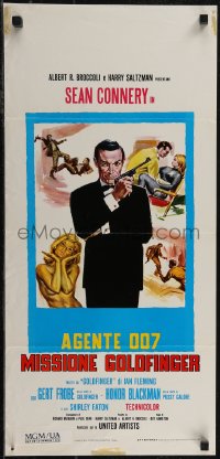 2z0525 GOLDFINGER Italian locandina R1970s different art of Sean Connery as James Bond 007!