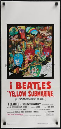 2z0538 YELLOW SUBMARINE Italian locandina R1980s Beatles John, Paul, Ringo & George, different!