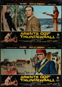2z0545 THUNDERBALL set of 2 Italian 18x27 pbustas 1965 Sean Connery as James Bond, Auger, jetpack!