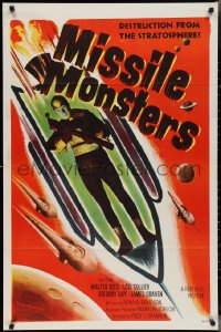 2z1076 MISSILE MONSTERS 1sh 1958 aliens bring destruction from the stratosphere, wacky sci-fi art!