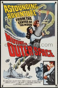 2z1080 MUTINY IN OUTER SPACE 1sh 1964 wacky sci-fi, astounding adventure from the moon's center!