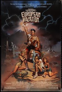 2z1083 NATIONAL LAMPOON'S EUROPEAN VACATION 1sh 1985 Chevy Chase, wacky fantasy art by Vallejo!