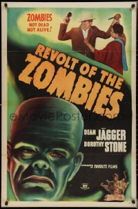 2z1125 REVOLT OF THE ZOMBIES 1sh R1947 cool artwork, they're not dead and they're not alive!