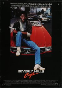 2z0245 BEVERLY HILLS COP 17x24 special poster 1984 Eddie Murphy sitting on red Mercedes, rare!