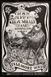 2z0108 CHUCK BERRY/STEVE MILLER BAND/KENSINGTON MARKET 14x21 music poster 1968 artwork by Conklin!