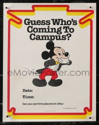 2z0253 DISNEYLAND 9x11 special poster 1990s guess who's coming to campus - Mickey Mouse!