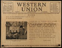 2z0263 IT HAPPENED ONE NIGHT 17x21 special poster 1934 Gable & Colbert on Western Union telegram!