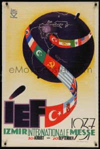 2z0264 IZMIR INTERNATIONALE MESSE 25x37 Turkish special poster 1937 Ihap Hulusi Gorey art, rare!