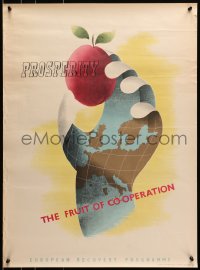 2z0282 PROSPERITY THE FRUIT OF CO-OPERATION 22x30 Dutch poster 1940s map hand & apples by Dear!