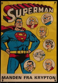 2z0291 SUPERMAN 2-sided 18x26 Danish special poster 1960s cool artwork of caped crusader!