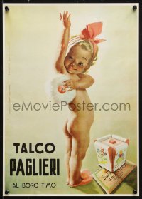 2z0292 TALCO PAGLIERI 13x19 Italian special 1980s Boccasille art of baby w/powder from 1950 print!