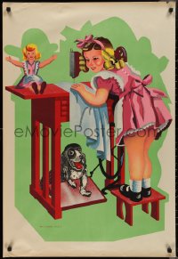2z0296 UNKNOWN FRENCH POSTER 25x37 French special poster 1950s cute art of girl and puppy helping!