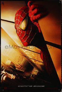 2z1153 SPIDER-MAN int'l teaser DS 1sh 2002 Maguire w/WTC towers in eyes, Marvel!