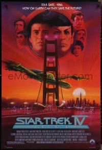 2z1167 STAR TREK IV 1sh 1986 art of Leonard Nimoy, Shatner & Klingon Bird-of-Prey by Bob Peak!