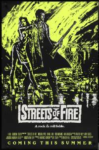 2z1176 STREETS OF FIRE advance 1sh 1984 Walter Hill, Riehm yellow dayglo art, a rock & roll fable!