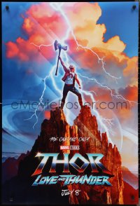 2z1189 THOR: LOVE & THUNDER teaser DS 1sh 2022 Chris Hemsworth in title role holding axe on mountain!