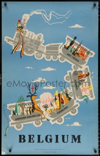 2z0129 BELGIUM 25x39 Belgian travel poster 1950s destinations and attractions by Conrad!