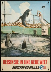 2z0130 BESUCHEN SIE DIE USA 20x29 travel poster 1960s Visit Marineland, image of leaping dolphin!