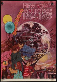 2z0146 NEW YORK WORLD'S FAIR 11x16 travel poster 1961 cool Bob Peak art of family & Unisphere!