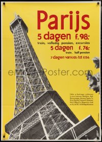 2z0148 PARIJS 32x45 Dutch travel poster 1960s Hessels-dehaan, image of the Eiffel Tower!