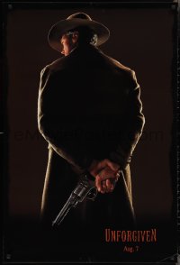 2z1211 UNFORGIVEN teaser DS 1sh 1992 image of gunslinger Clint Eastwood w/back turned, dated design!