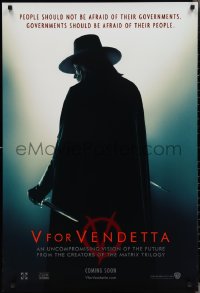 2z1218 V FOR VENDETTA teaser DS 1sh 2005 Wachowskis, Natalie Portman, silhouette of Hugo Weaving!