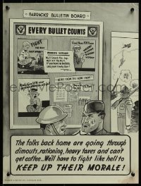 2z0167 BARRACKS BULLETIN BOARD 15x20 WWII war poster 1940s encouraged by the Home Front!