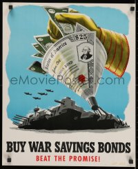 2z0170 BUY WAR SAVINGS BONDS 18x22 WWII war poster 1940s art of a giant funnel full of cash!