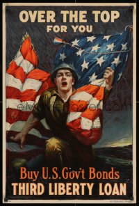 2z0158 OVER THE TOP FOR YOU 20x30 WWI war poster 1918 great patriotic art by Sidney H. Riesenberg!