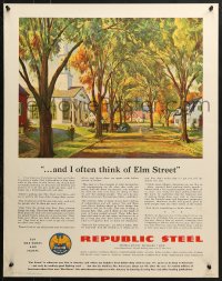 2z0184 REPUBLIC STEEL Elm Street style 22x28 WWII war poster 1940s Buy War Bonds and Stamps!