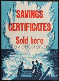 2z0186 SAVINGS CERTIFICATES SOLD HERE 20x27 English WWII war poster 1940s deploying depth charges!