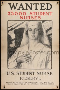 2z0161 U.S. STUDENT NURSE RESERVE 28x42 WWI war poster 1917 Milton Bancroft art of nurse & soldiers!