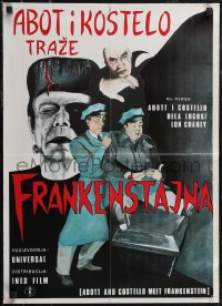 2z0318 ABBOTT & COSTELLO MEET FRANKENSTEIN Yugoslavian 20x27 1960s Bud & Lou w/Lugosi & Strange!