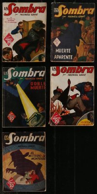 3a0528 LOT OF 5 SPANISH SHADOW PULP MAGAZINES 1930s adventures of the famous hero!