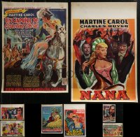 3a0683 LOT OF 8 FORMERLY FOLDED 1950S-60S INTERNATIONAL DRAMA BELGIAN POSTERS 1950s-1960s cool!