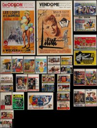 3a0667 LOT OF 35 FORMERLY FOLDED 1950S-70S BELGIAN POSTERS 1950s-1970s cool movie images!