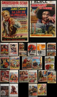 3a0669 LOT OF 31 FORMERLY FOLDED 1950S-70S COWBOY WESTERN BELGIAN POSTERS 1950s-1970s cool!