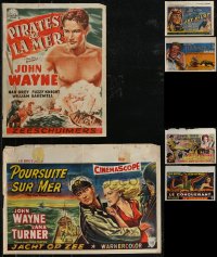 3a0685 LOT OF 6 FORMERLY FOLDED 1950S-60S JOHN WAYNE BELGIAN POSTERS 1950s-1960s cool images!