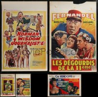 3a0687 LOT OF 5 FORMERLY FOLDED 1950S-60S COMEDIES BELGIAN POSTERS 1950s-1960s cool movie images!