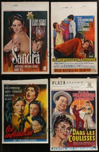 3a0686 LOT OF 5 FORMERLY FOLDED 1950S-60S GINA LOLLOBRIGIDA & CLAUDIA CARDINALE BELGIAN POSTERS 1950s