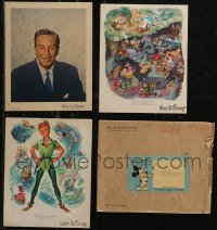 3a0532 LOT OF 4 WALT DISNEY FAN CARDS 1955 Peter Pan, Alice in Wonderland, portrait of the man!