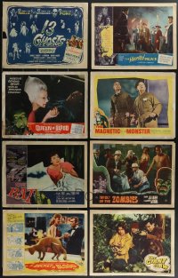 3a0384 LOT OF 8 HORROR/SCI-FI SCENE LOBBY CARDS & 1 TITLE CARD 1940s-1960s great scenes from several different movies!