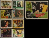 3a0382 LOT OF 9 HORROR/SCI-FI LOBBY CARDS 1950s-1960s great scenes, some showing monsters!